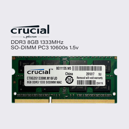 Crucial DDR3 8 GB 4 GB 1333 MHz Laptop-Speicher Sodimm-RAM PC3 10600 1,5 V 